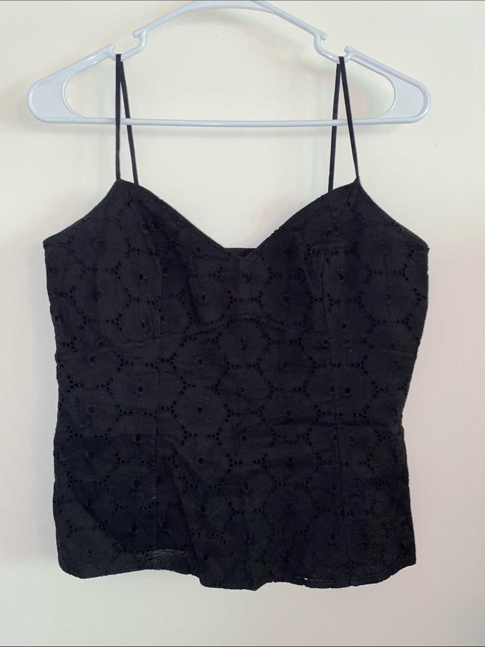 Magaschoni Black Eyelet Spaghetti-Strap Camisole